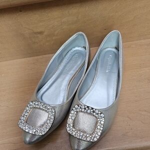Elegant Silver Embellished Flats